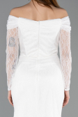 Abendkleid Lang Spitze Weiß ABU5617