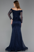Abendkleid Lang Spitze Marineblau ABU5617