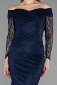 Abendkleid Lang Spitze Marineblau ABU5617