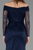 Abendkleid Lang Spitze Marineblau ABU5617