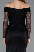 Abendkleid Lang Spitze Schwarz ABU5617