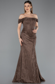 Abendkleid Lang Spitze Hellbraun ABU5609