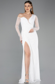 Standesamtkleid Lang Spitze Weiß ABU5618