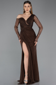 Standesamtkleid Lang Spitze Braun ABU5618