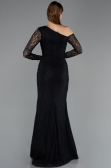 Standesamtkleid Lang Spitze Schwarz ABU5618