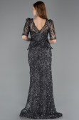 Abendkleid Lang Schuppig Anthrazit ABU5621