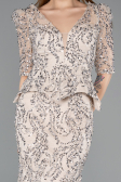 Abendkleid Lang Schuppig Beige ABU5621