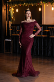 Abendkleid Lang Spitze Weinrot ABU5617