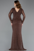 Abendkleid Lang Perlenbesetzt Braun ABU5648