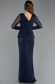 Abendkleid Lang Perlenbesetzt Marineblau ABU5648