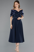 Abendkleid Midi Marineblau ABK2523
