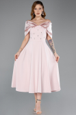 Abendkleid Midi Puder ABK2523