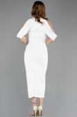 Abendkleid Midi Weiß ABK2517