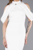 Abendkleid Midi Weiß ABK2517