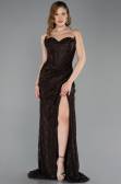 Standesamtkleid Lang Guipure Spitze Braun ABU5642