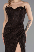 Standesamtkleid Lang Guipure Spitze Braun ABU5642