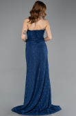 Standesamtkleid Lang Guipure Spitze Marineblau ABU5642
