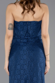 Standesamtkleid Lang Guipure Spitze Marineblau ABU5642