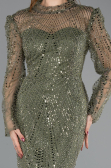Abendkleid Lang Perlenbesetzt Khaki ABU5638