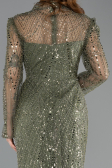 Abendkleid Lang Perlenbesetzt Khaki ABU5638