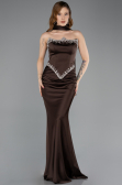 Abendkleid im Meerjungfrau-Stil Lang Satin Braun ABU5644