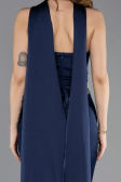 Abendkleid im Meerjungfrau-Stil Lang Satin Marineblau ABU5644
