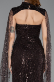 Abendkleid Lang Perlenbesetzt Braun ABU5652