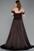 Braun Abendkleid Perlenbesetzt Lang ABU5542