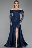 Abendkleid Lang Spitze Marineblau ABU5653