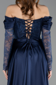 Abendkleid Lang Spitze Marineblau ABU5653