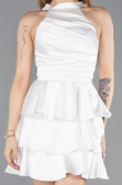 Partykleid Kurz Satin Weiß ABK2528