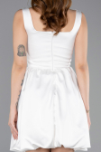 Abendkleid Kurz Satin Weiß ABK2529