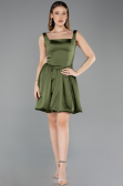 Abendkleid Kurz Satin Khaki ABK2529