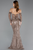 Abendkleid Lang Perlenbesetzt Kupfer ABU5659