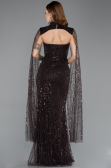 Abendkleid Lang Perlenbesetzt Braun ABU5652
