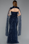 Abendkleid Lang Perlenbesetzt Marineblau ABU5652