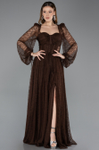 Braun Abendkleid Spitze Lang ABU5334