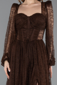 Braun Abendkleid Spitze Lang ABU5334