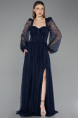 Marineblau Abendkleid Spitze Lang ABU5334