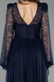 Marineblau Abendkleid Spitze Lang ABU5334
