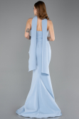 Abendkleid im Meerjungfrau-Stil Lang Eisblau ABU5627