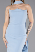 Abendkleid im Meerjungfrau-Stil Lang Eisblau ABU5627