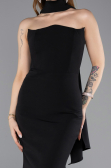 Abendkleid im Meerjungfrau-Stil Lang Schwarz ABU5627
