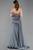 Anthrazit Abendkleid Satin Lang ABU5578
