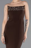 Abendkleid im Meerjungfrau-Stil Lang Braun ABU5680