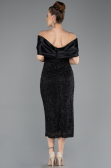 Partykleid Midi Perlenbesetzt Schwarz ABK2461