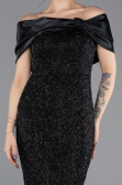 Partykleid Midi Perlenbesetzt Schwarz ABK2461