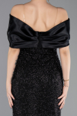 Partykleid Midi Perlenbesetzt Schwarz ABK2461
