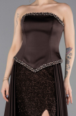 Abendkleid Lang Satin Braun ABU5684