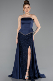 Abendkleid Lang Satin Marineblau ABU5684